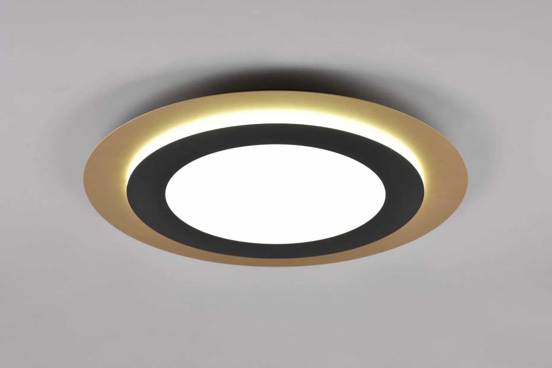 Trio Lighting Morgan LED plafond 45 cm matt svart/gull