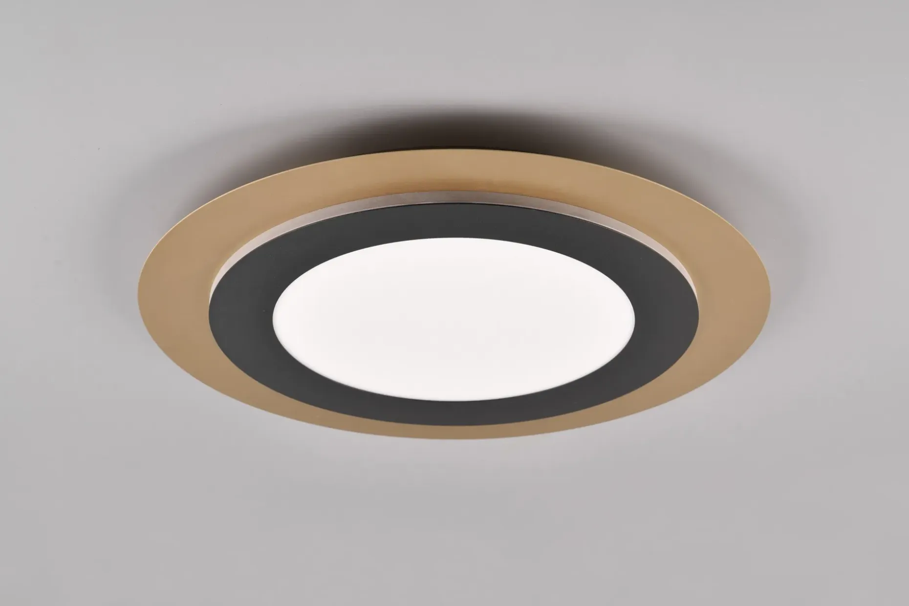 Trio Lighting Morgan LED plafond 45 cm matt svart/gull