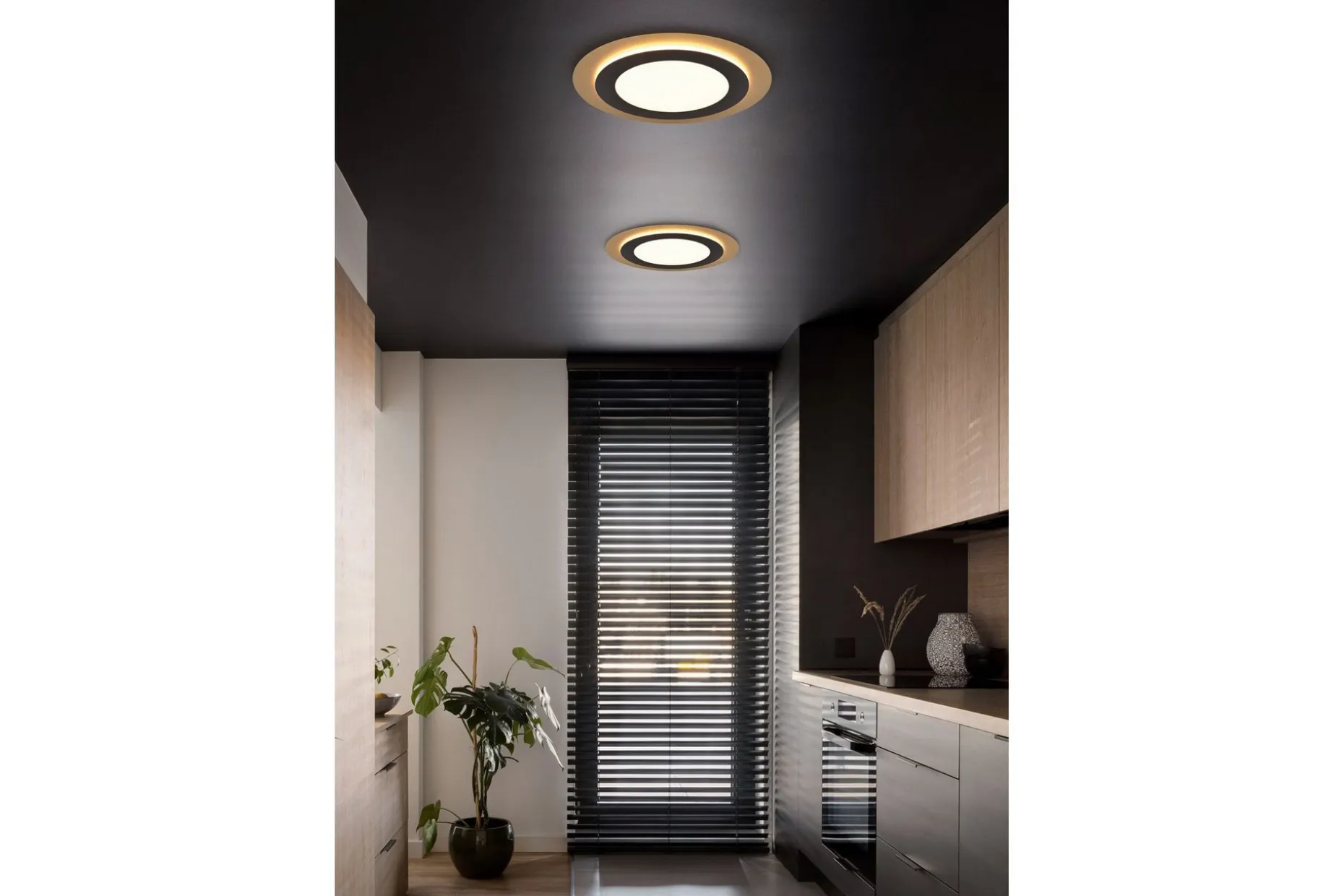 Trio Lighting Morgan LED plafond 45 cm matt svart/gull