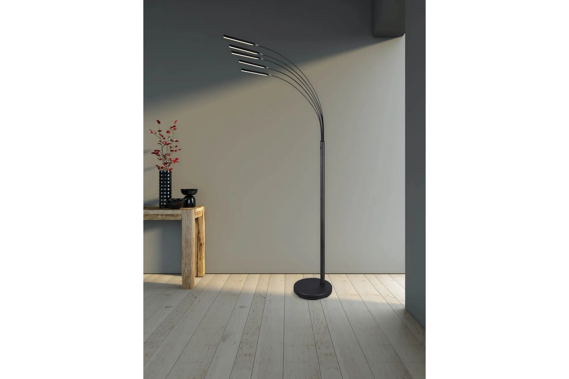 Trio Lighting Reed LED gulvlampe børstet stål