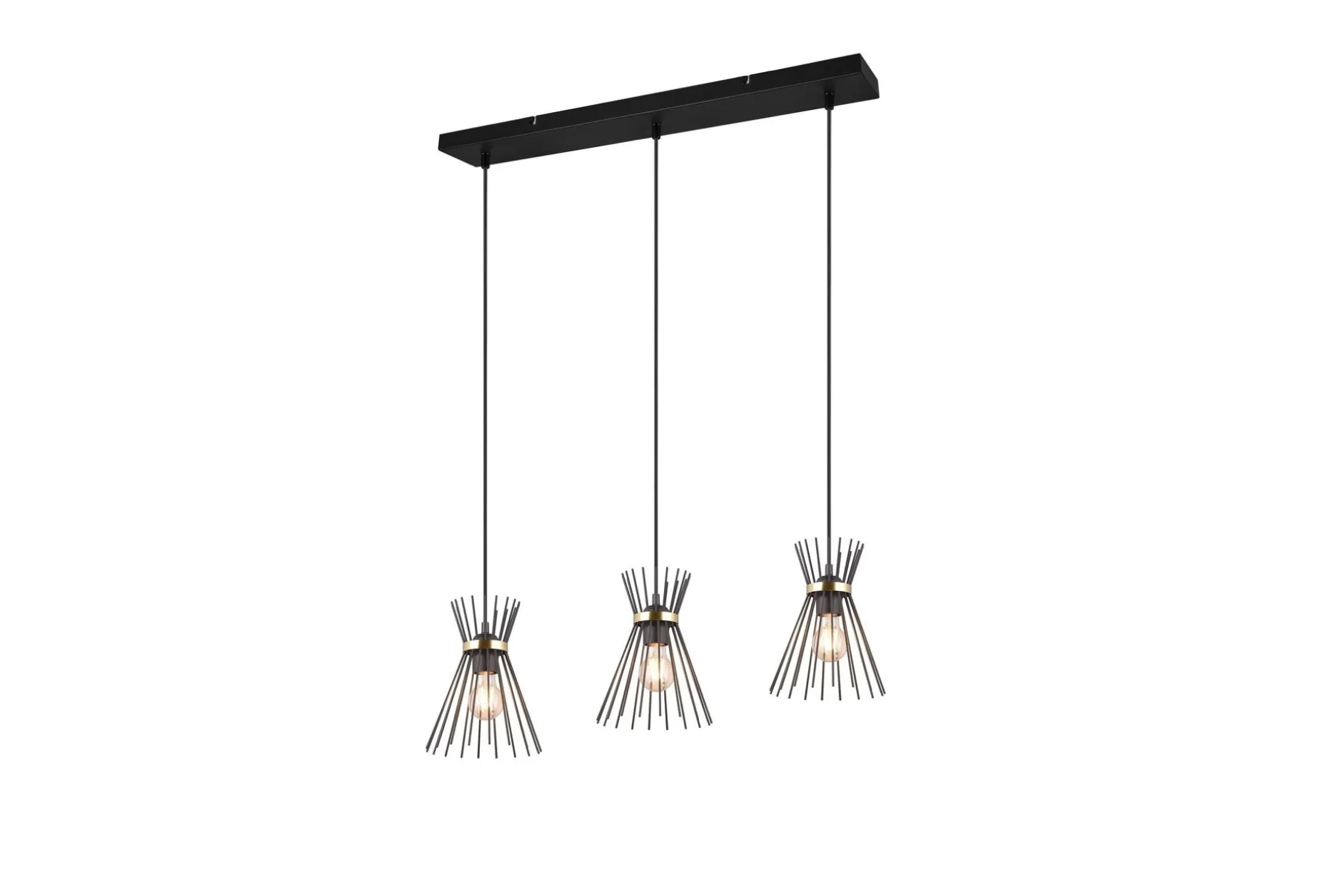 Trio Lighting Rod taklampe 3L E27 svart/gull