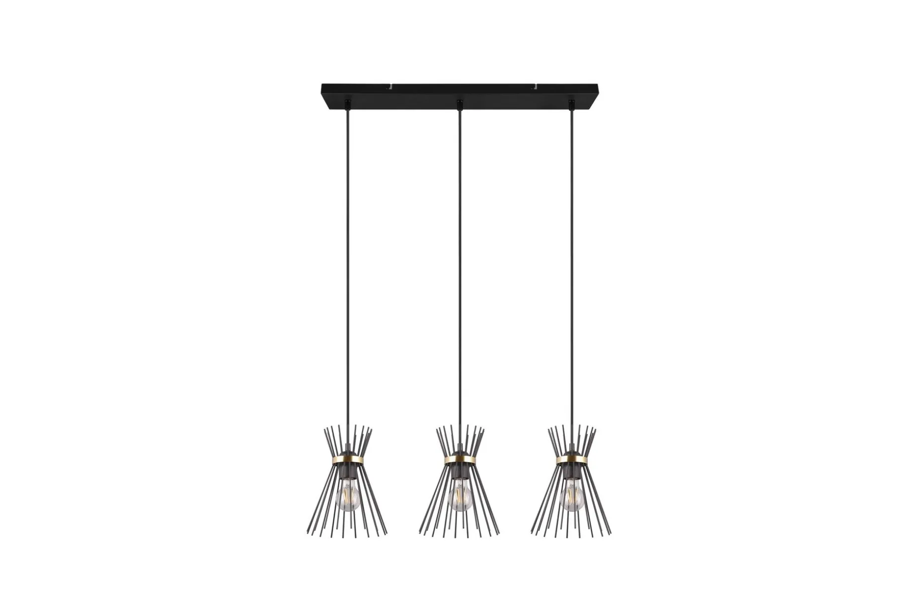 Trio Lighting Rod taklampe 3L E27 svart/gull