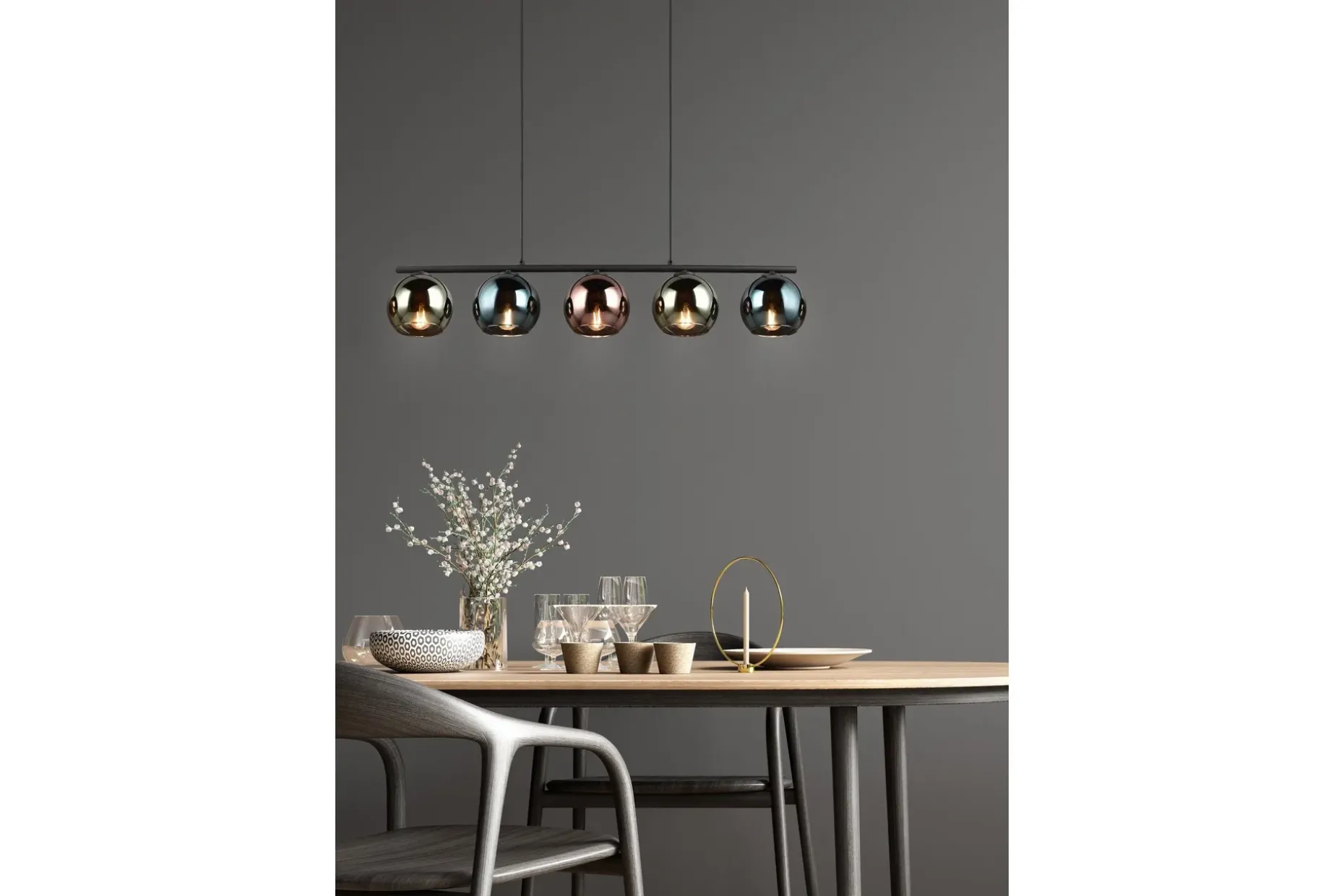 Trio Lighting Sheldon taklampe 5L E14 flerfarget