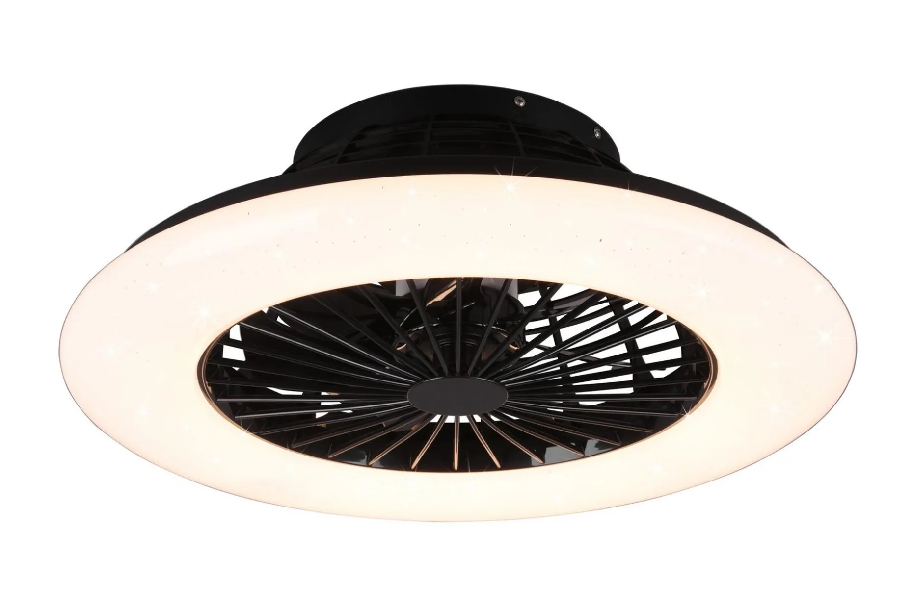 Trio Lighting Stralsund LED tak-/veggvifte matt svart starlight