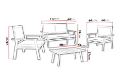 Tritante 4-seters Sofagruppe Utendørs – Loungegruppe balkong terrasse uteplass
