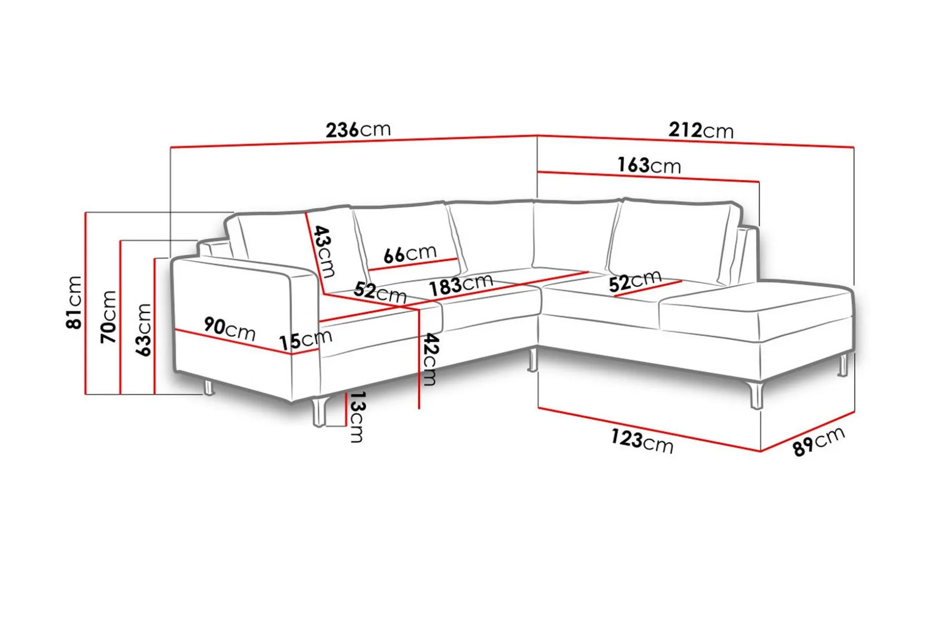 Truro Hjørnesofa Divan Venstre