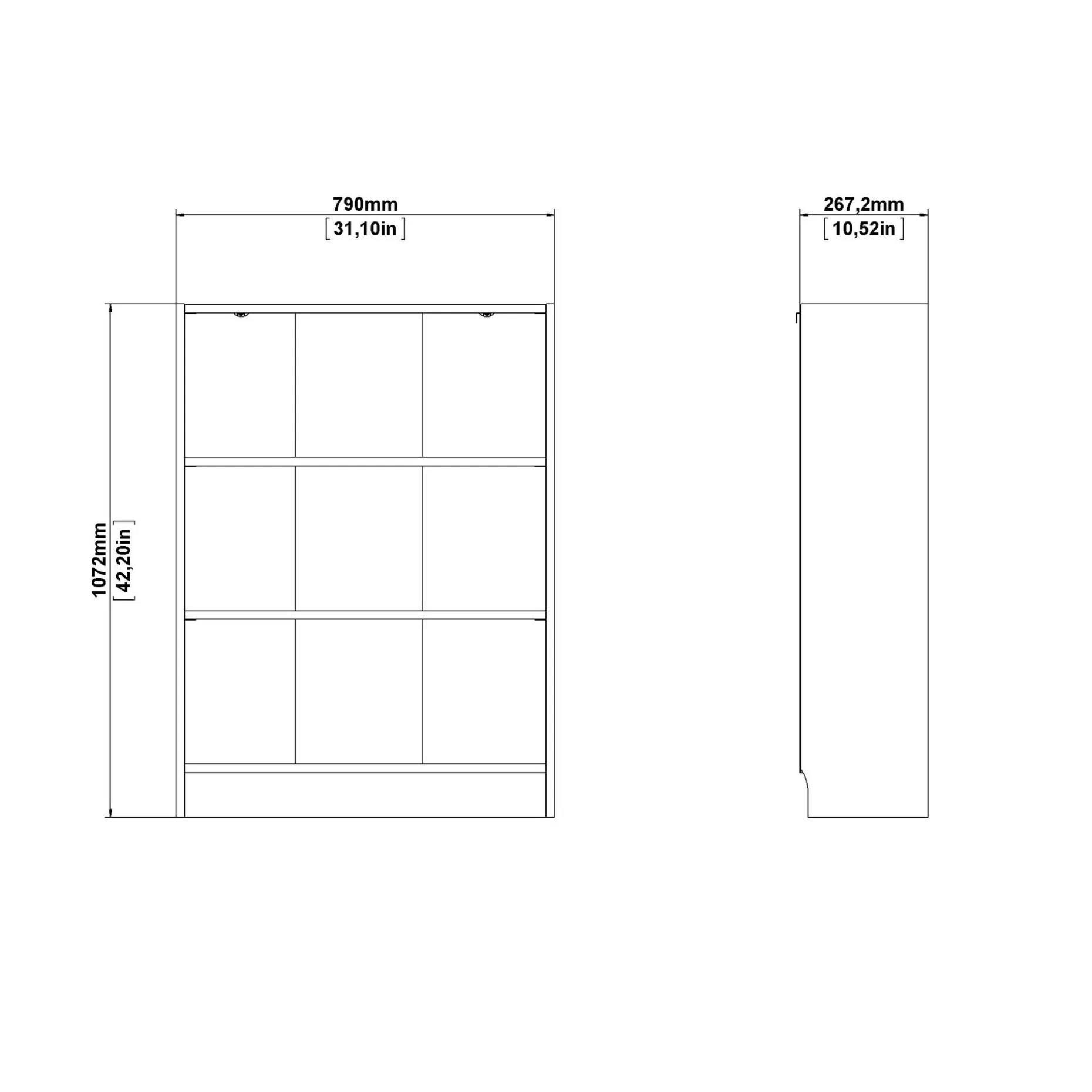 Trysil Bokhylle med 2 hyller 79x27x107 cm