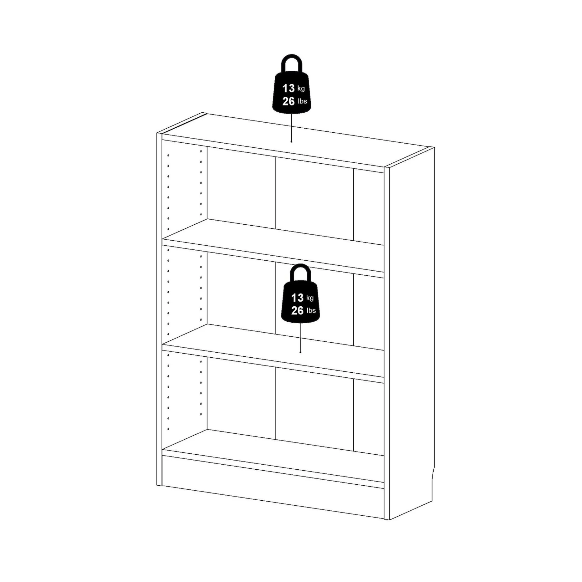Trysil Bokhylle med 2 hyller 79x27x107 cm