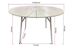 Tunis spisebord utendørs 120 cm rundt