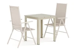 Tunis utendørs caféssett 70x70 cm med 2 Maggie regulerbare stoler