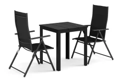 Tunis utendørs kafésett 70x70 cm med 2 posisjonsstoler