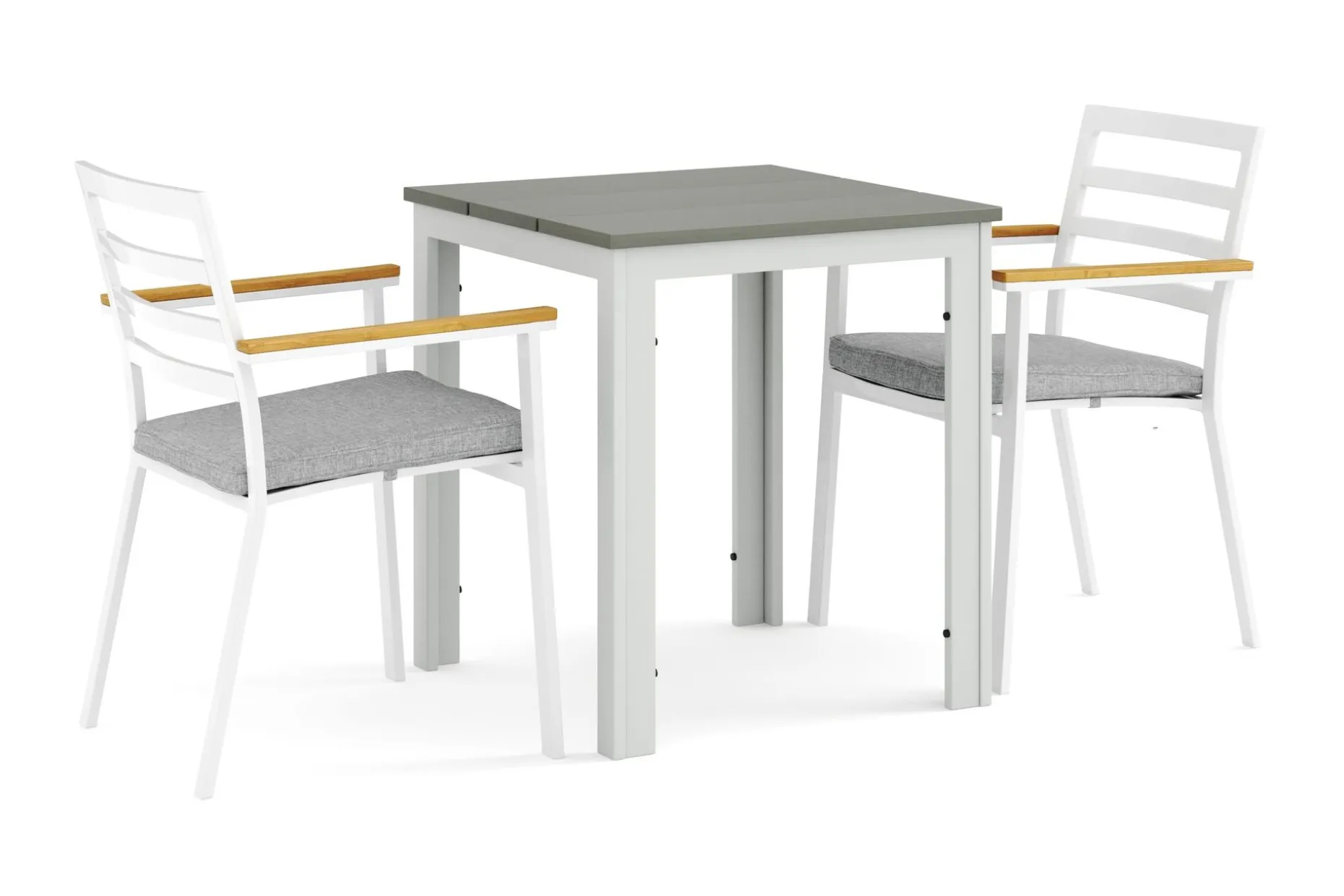 Tunis utendørs kafésett 70x70 cm med 2 Oliver karmstoler