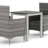 Tunis utendørs kafésett 70x70 cm med 2 Thor utendørs lenestoler