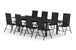 Tunis utendørs spisegruppe, uttrekkbar 205/305x90 cm, med 8 Maggie regulerbare stoler