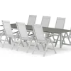 Tunis utendørs spisegruppe uttrekkbar 205/305x90 cm med 8 Monaco Light regulerbare stoler