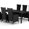 Tunis utendørs spisegruppe uttrekkbar 205/305x90 cm med 6 Monaco Light regulerbare stoler