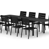Tunis utendørs spisegruppe, uttrekkbar 205/305x90 cm med 8 Tunis stablebare stoler