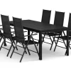 Tunis utendørs spisegruppe 205x90 cm med 6 Maggie regulerbare stoler