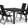 Tunis utendørs spisegruppe 140x90 cm med 4 Sanna posisjonsstoler