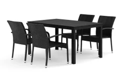 Tunis utendørs spisegruppe 140x90 cm med 4 Thor Light uterlenestoler