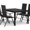 Tunis utendørs spisegruppe 140x90 cm med 4 Maggie posisjonsstoler