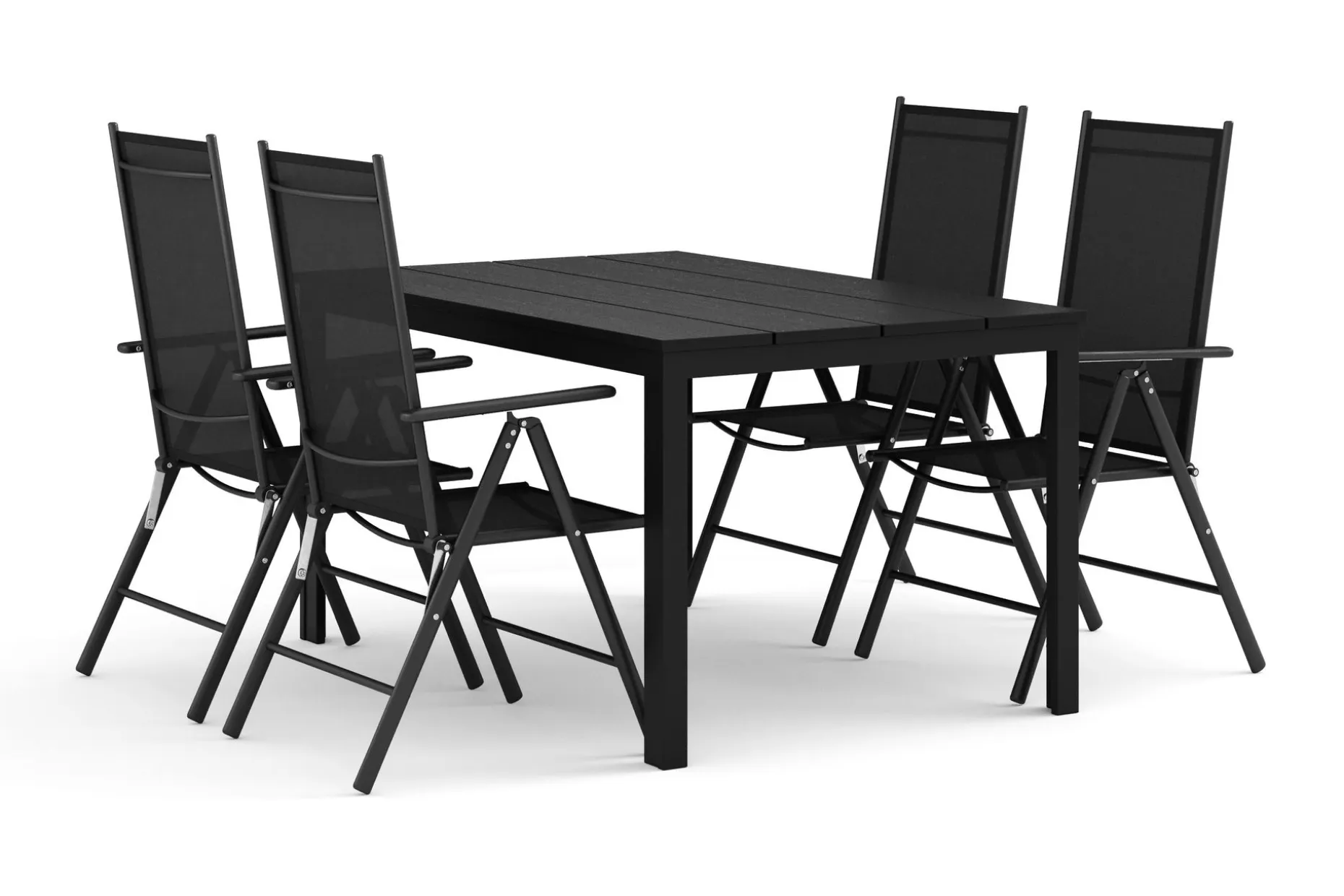 Tunis utendørs spisegruppe 140x90 cm med 4 Maggie posisjonsstoler