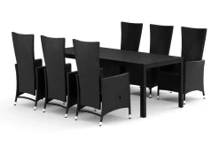 Tunis utendørs spisegruppe 205x90 cm med 6 Jenny spisestoler