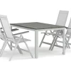 Tunis utendørs spisegruppe 140x90 cm med 4 Monaco Light posisjonsstoler