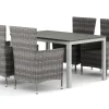 Tunis utendørs spisegruppe 140x90 cm med 4 Thor hagelenestoler