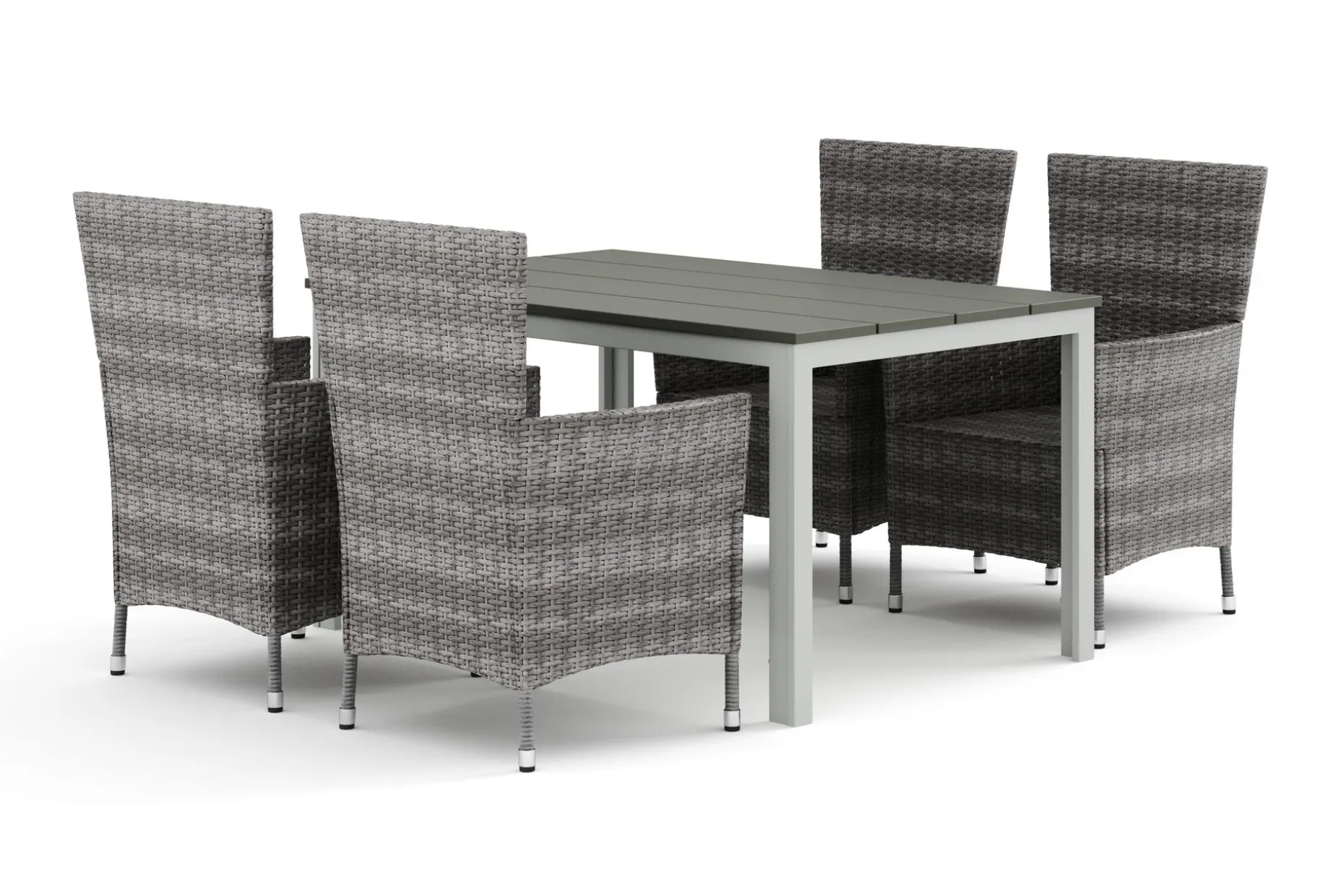 Tunis utendørs spisegruppe 140x90 cm med 4 Thor hagelenestoler