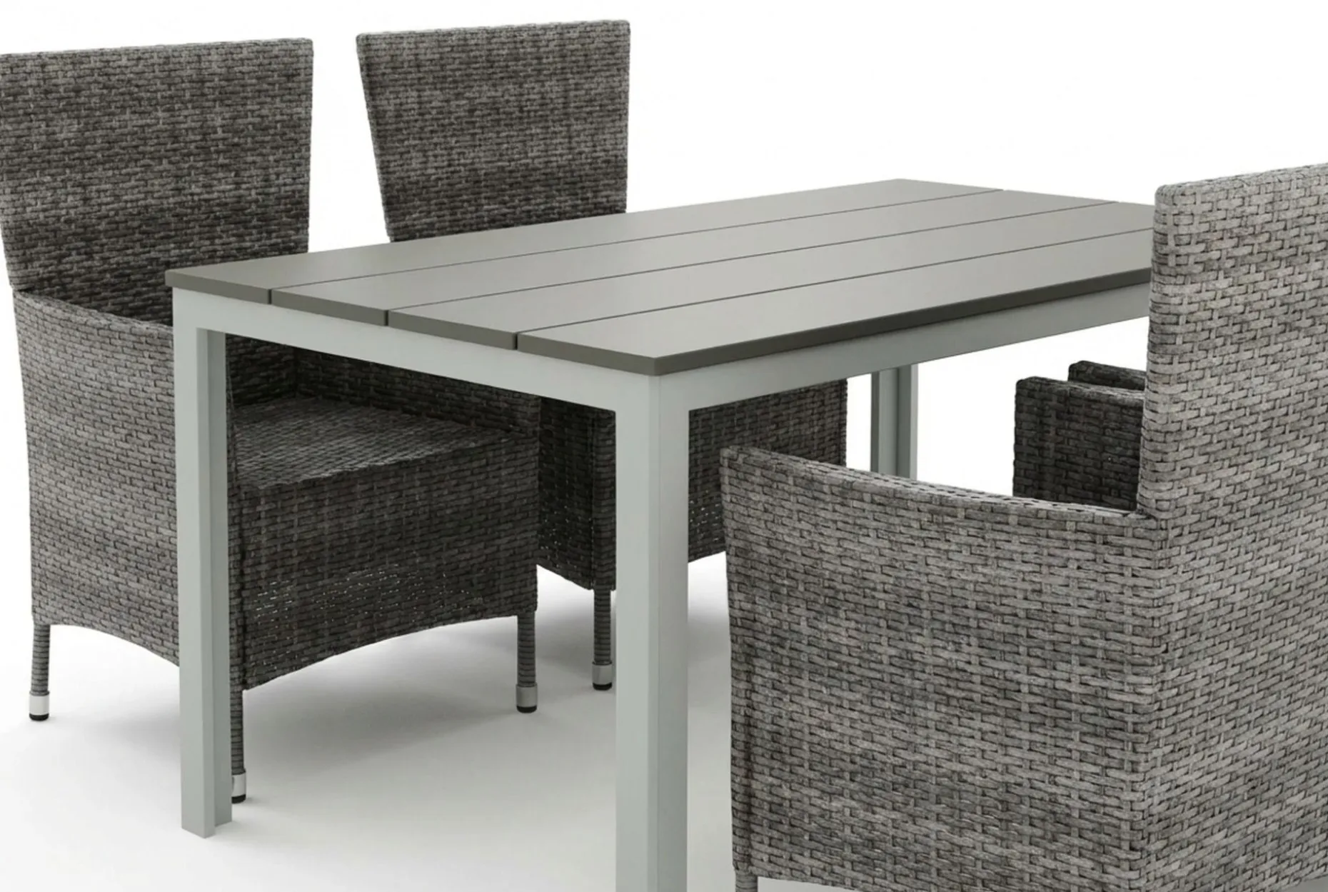 Tunis utendørs spisegruppe 140x90 cm med 4 Thor hagelenestoler