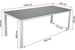 Tunis ute spisebord 140x90 cm rektangulært