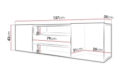 TV-benk 137 cm LED-belysning