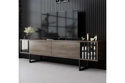 TV-bord Krom Linje Valnøtt / Svart