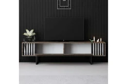 TV-bord Krom Linje Valnøtt / Svart