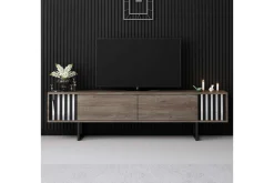 TV-bord Krom Linje Valnøtt / Svart