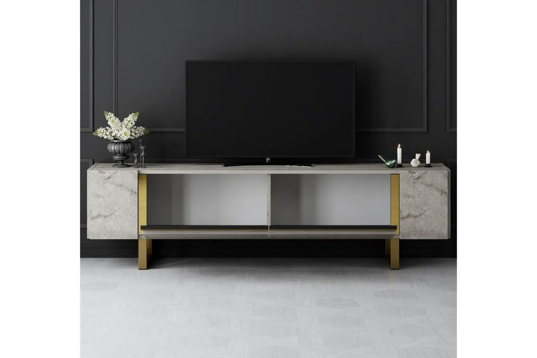 TV-bord Sozi Travertin / Gull