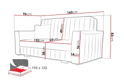 Upperud 3-seters Sovesofa