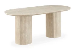 Uppveda Ovalt Spisebord 180x90 cm Travertin Utseende