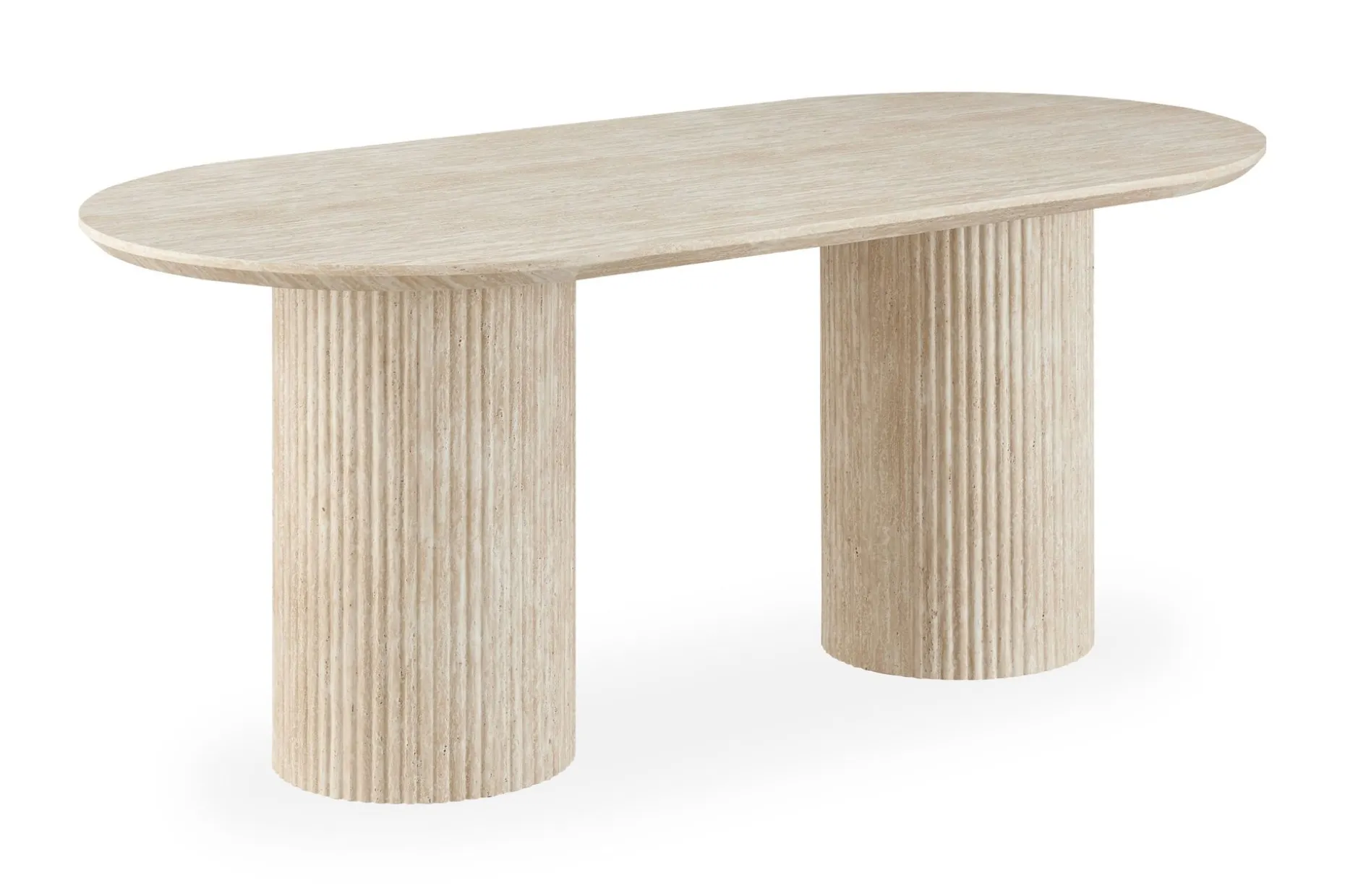 Uppveda Ovalt Spisebord 180x90 cm Travertin Utseende