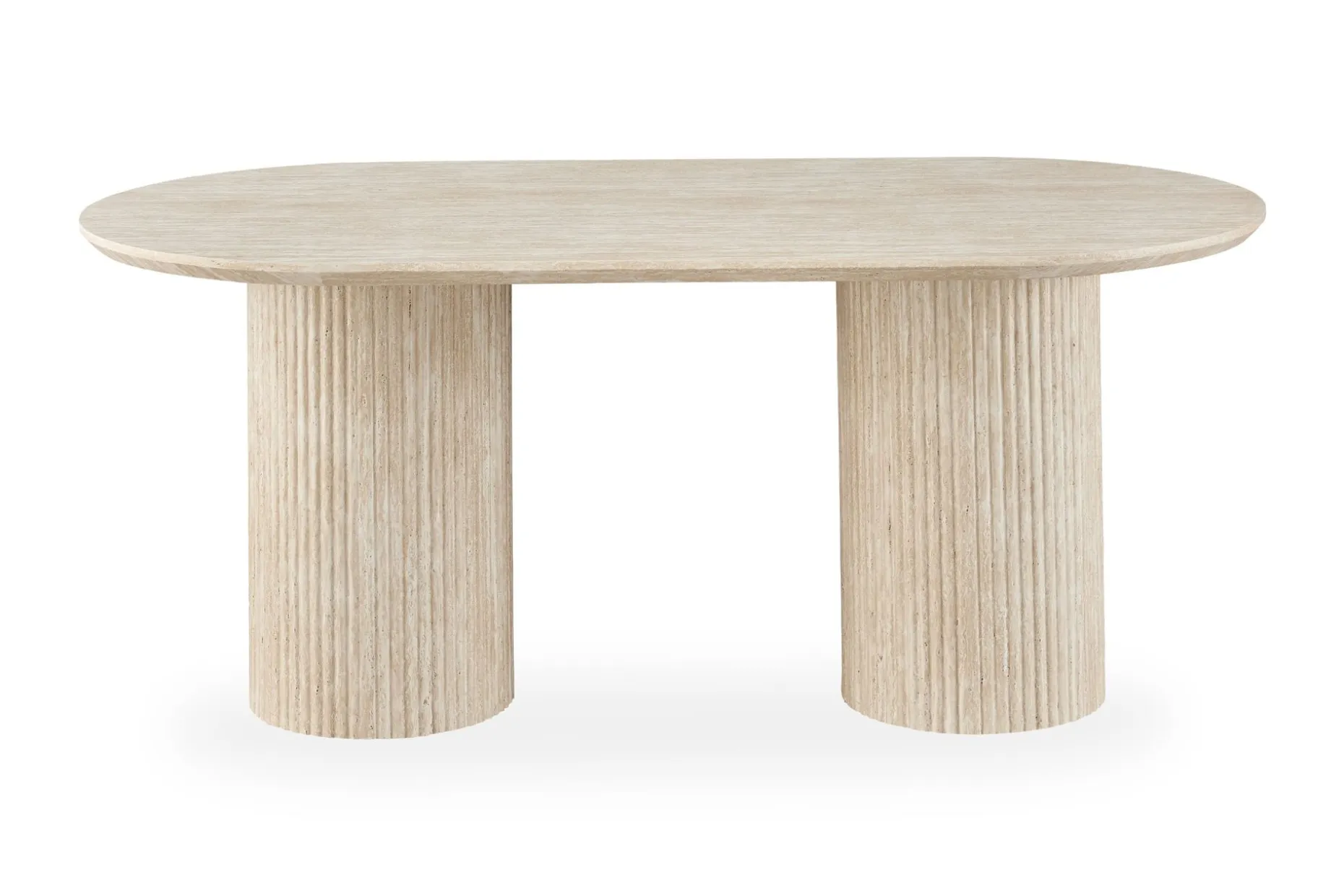 Uppveda Ovalt Spisebord 180x90 cm Travertin Utseende