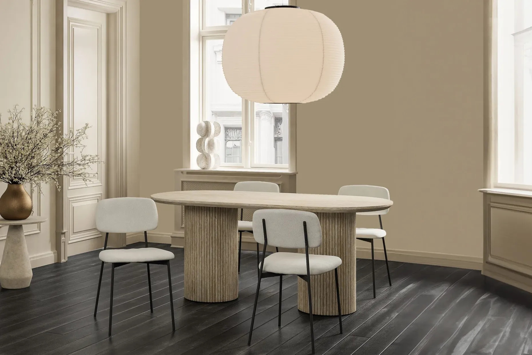 Uppveda Ovalt Spisebord 180x90 cm Travertin Utseende