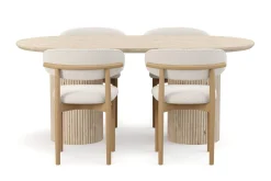 Uppveda Spisebord med travertin-look med 4 stk Jaiveer Spisestoler