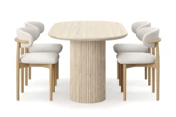 Uppveda Spisebord med travertin-look med 4 stk Jaiveer Spisestoler