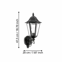 Utvendig vegglampe Navedo Toppmontert