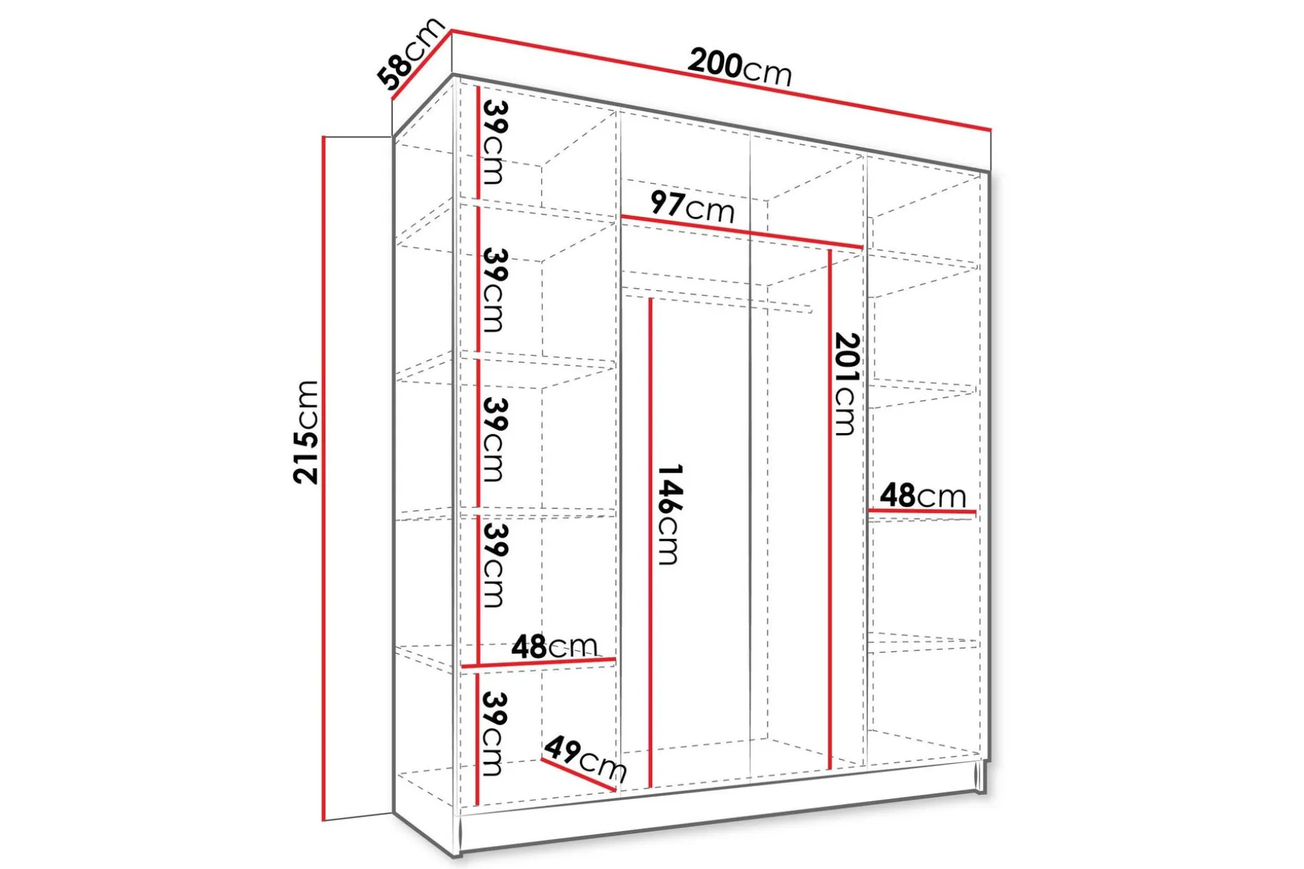 Vadstena Garderobe med Speil 200 cm