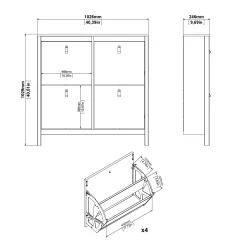 Vallvidera Skoskap med 4 rom 103x25x103 cm