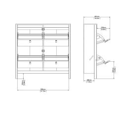 Vallvidera Skoskap med 4 rom 103x25x103 cm