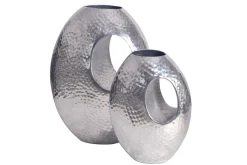 Vase Wohnling Sett av 2 Aluminium Hamret utseende, moderne loftstil Sølv