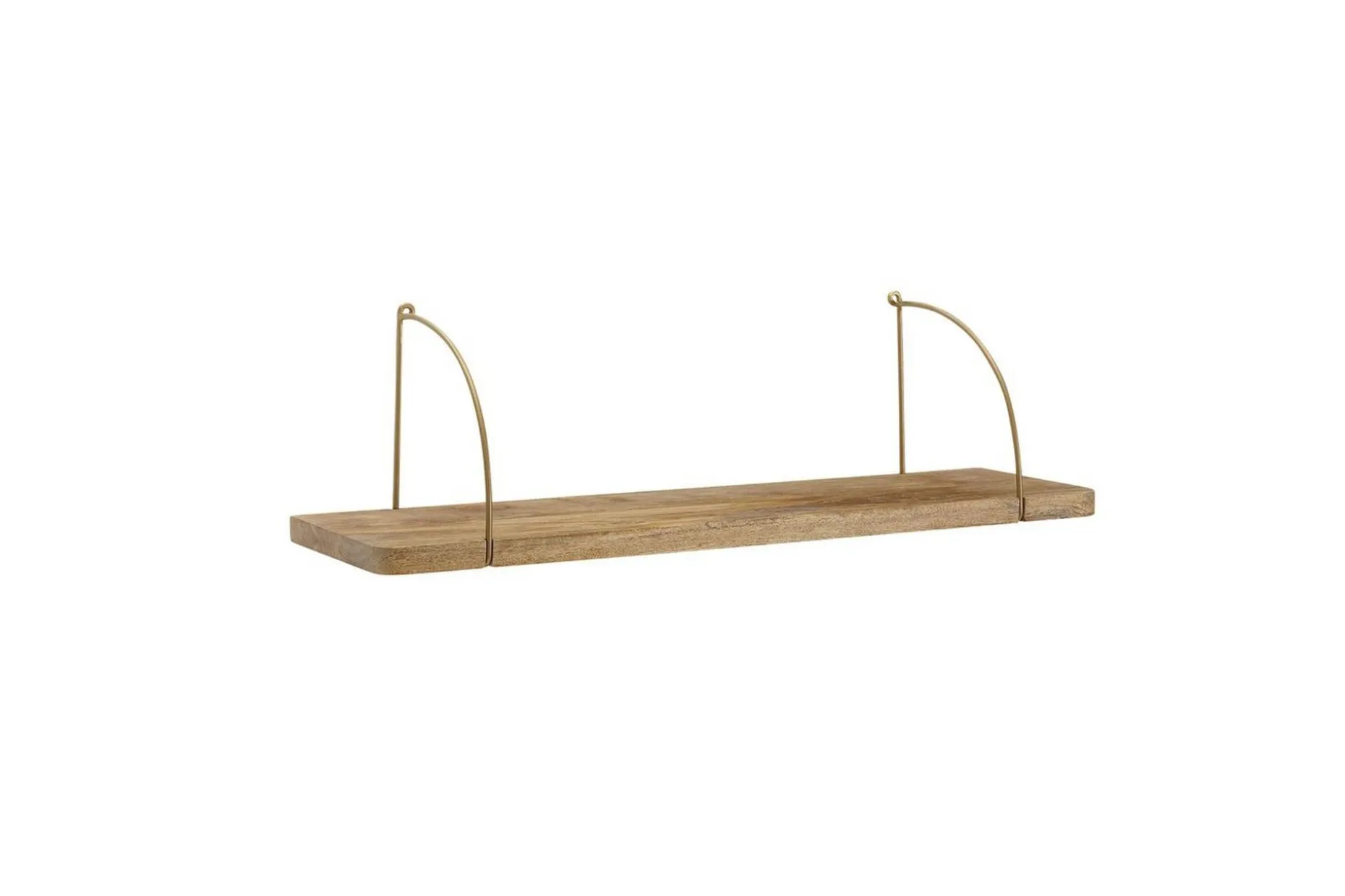 Vegghylle Wohnling massivt tre, metall hylle for oppheng, industriell loftstil 60 cm